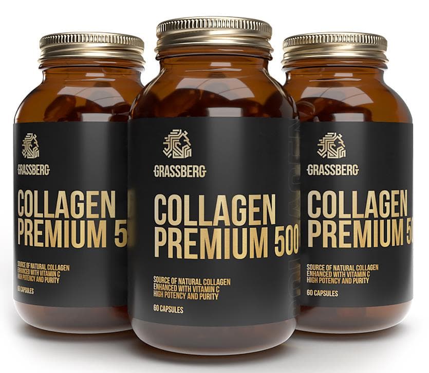GRASSBERG Collagen Premium 500mg + Vit C 40mg 60 caps фото