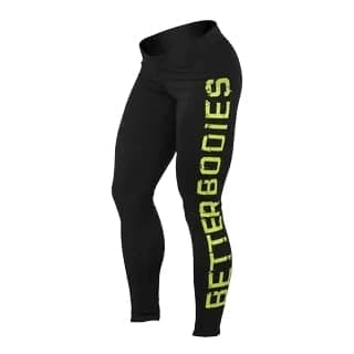 Лосины Better Bodies Logo tights, черный/лайм